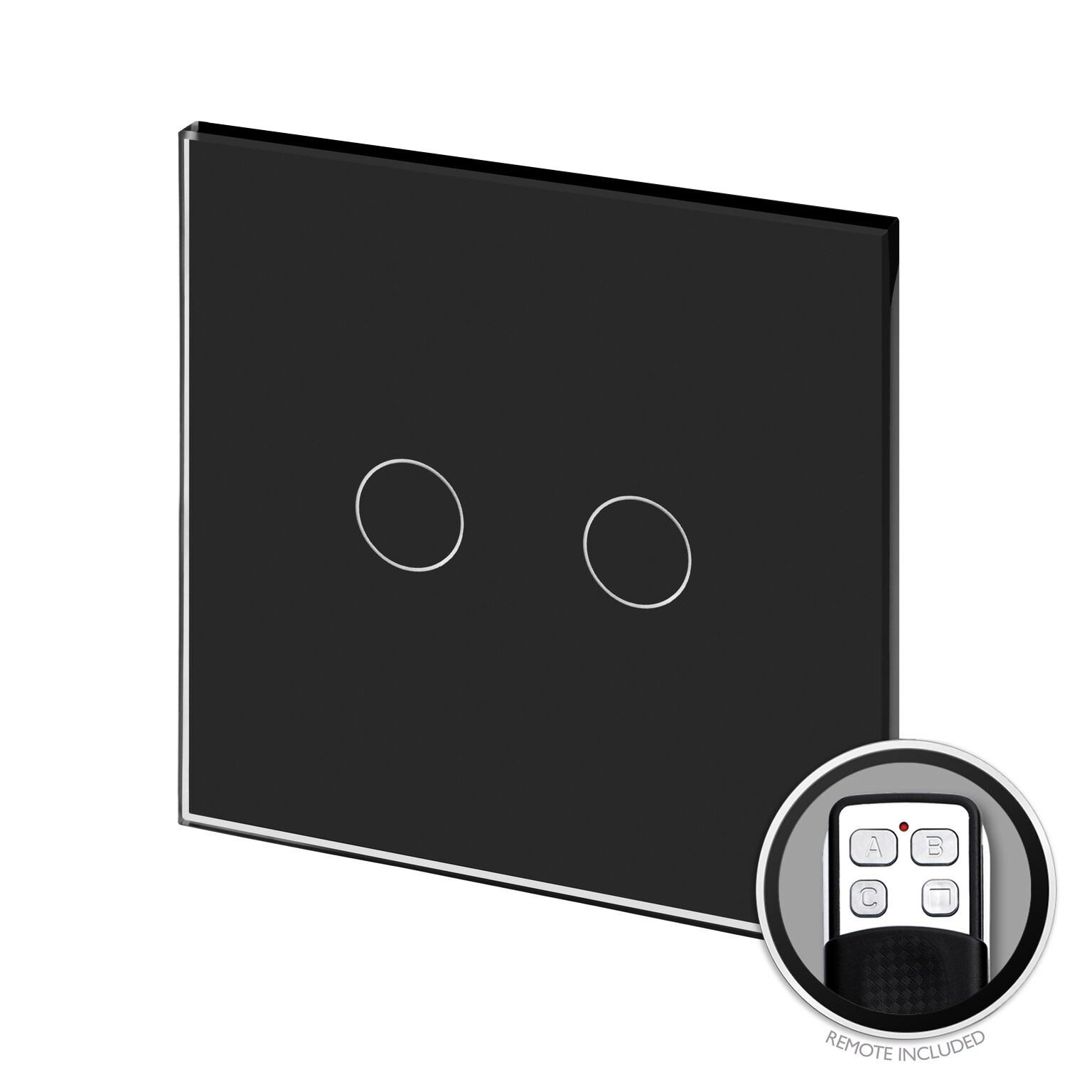 Crystal PG Touch & Remote Light Switch 2 Gang Black